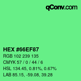 Color code: HEX #66EF87 | qconv.com