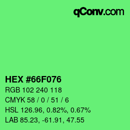 Código de color: HEX #66F076 | qconv.com