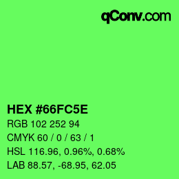 カラーコード: HEX #66FC5E | qconv.com