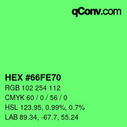 カラーコード: HEX #66FE70 | qconv.com