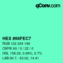 Color code: HEX #66FEC7 | qconv.com