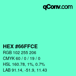 Color code: HEX #66FFCE | qconv.com