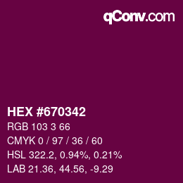 カラーコード: HEX #670342 | qconv.com