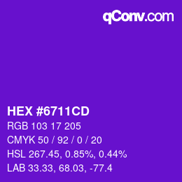 Código de color: HEX #6711CD | qconv.com