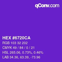 Color code: HEX #6720CA | qconv.com