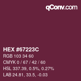 Color code: HEX #67223C | qconv.com