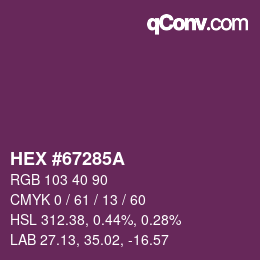 Color code: HEX #67285A | qconv.com
