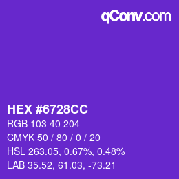 Color code: HEX #6728CC | qconv.com