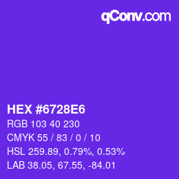 颜色代码: HEX #6728E6 | qconv.com