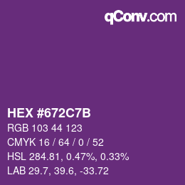 Color code: HEX #672C7B | qconv.com