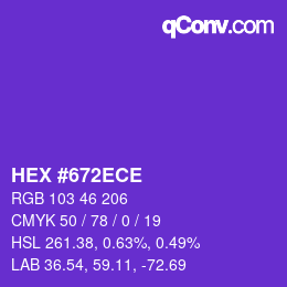 Color code: HEX #672ECE | qconv.com