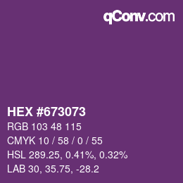 Color code: HEX #673073 | qconv.com