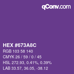 Color code: HEX #673A8C | qconv.com