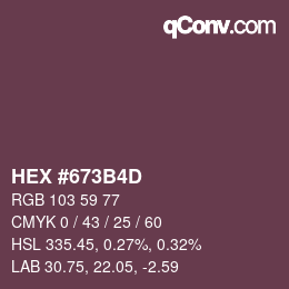 Color code: HEX #673B4D | qconv.com