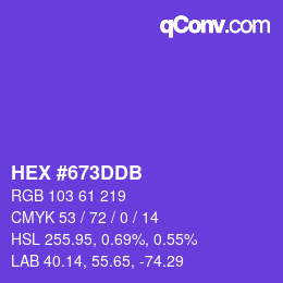 Color code: HEX #673DDB | qconv.com