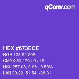 Color code: HEX #673ECE | qconv.com