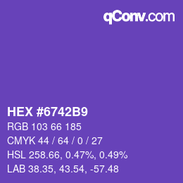 颜色代码: HEX #6742B9 | qconv.com