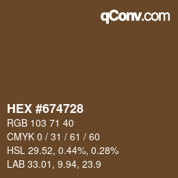 颜色代码: HEX #674728 | qconv.com