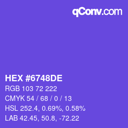 Color code: HEX #6748DE | qconv.com