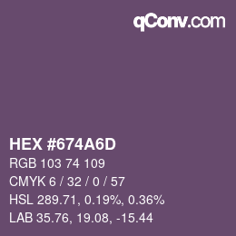 Color code: HEX #674A6D | qconv.com