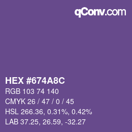 Color code: HEX #674A8C | qconv.com