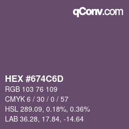 颜色代码: HEX #674C6D | qconv.com