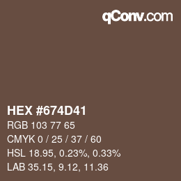 Color code: HEX #674D41 | qconv.com