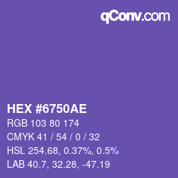 Farbcode: HEX #6750AE | qconv.com