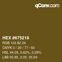 Color code: HEX #675218 | qconv.com