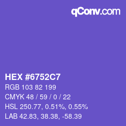 颜色代码: HEX #6752C7 | qconv.com