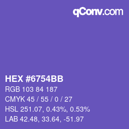 カラーコード: HEX #6754BB | qconv.com
