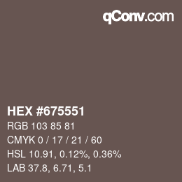 颜色代码: HEX #675551 | qconv.com