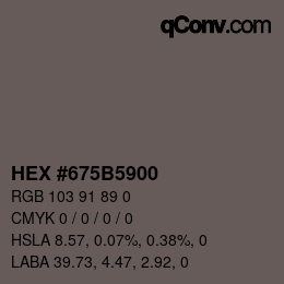 Color code: HEX #675B5900 | qconv.com