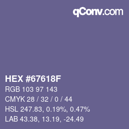 Color code: HEX #67618F | qconv.com