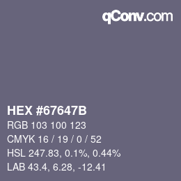 Color code: HEX #67647B | qconv.com