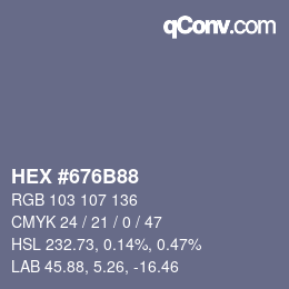 Farbcode: HEX #676B88 | qconv.com