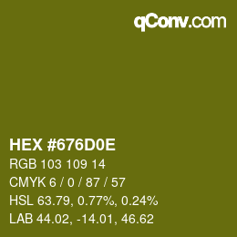 Color code: HEX #676D0E | qconv.com