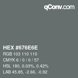 カラーコード: HEX #676E6E | qconv.com