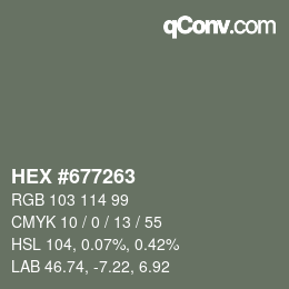 Código de color: HEX #677263 | qconv.com