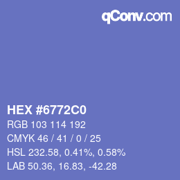 Farbcode: HEX #6772C0 | qconv.com