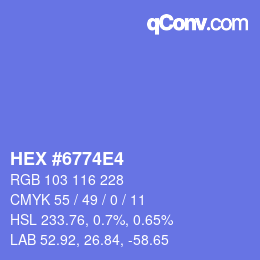 颜色代码: HEX #6774E4 | qconv.com