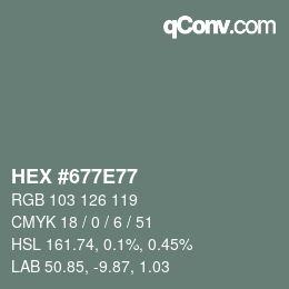 Color code: HEX #677E77 | qconv.com