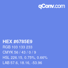 颜色代码: HEX #6785E9 | qconv.com