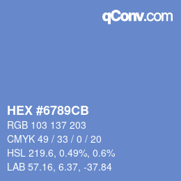 Color code: HEX #6789CB | qconv.com