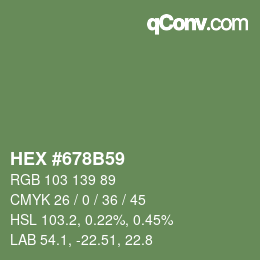 Color code: HEX #678B59 | qconv.com