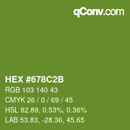 Color code: HEX #678C2B | qconv.com
