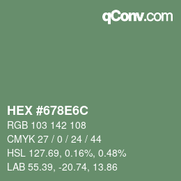 Color code: HEX #678E6C | qconv.com