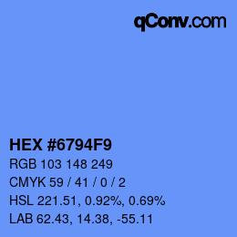 Color code: HEX #6794F9 | qconv.com