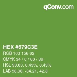 Color code: HEX #679C3E | qconv.com