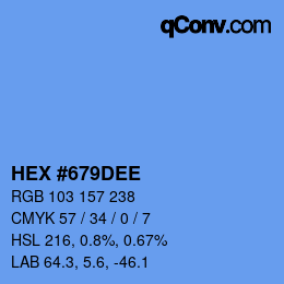 Color code: HEX #679DEE | qconv.com